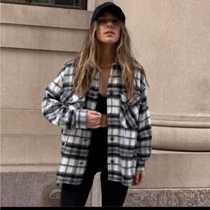 Zara Black and White Plaid Shacket